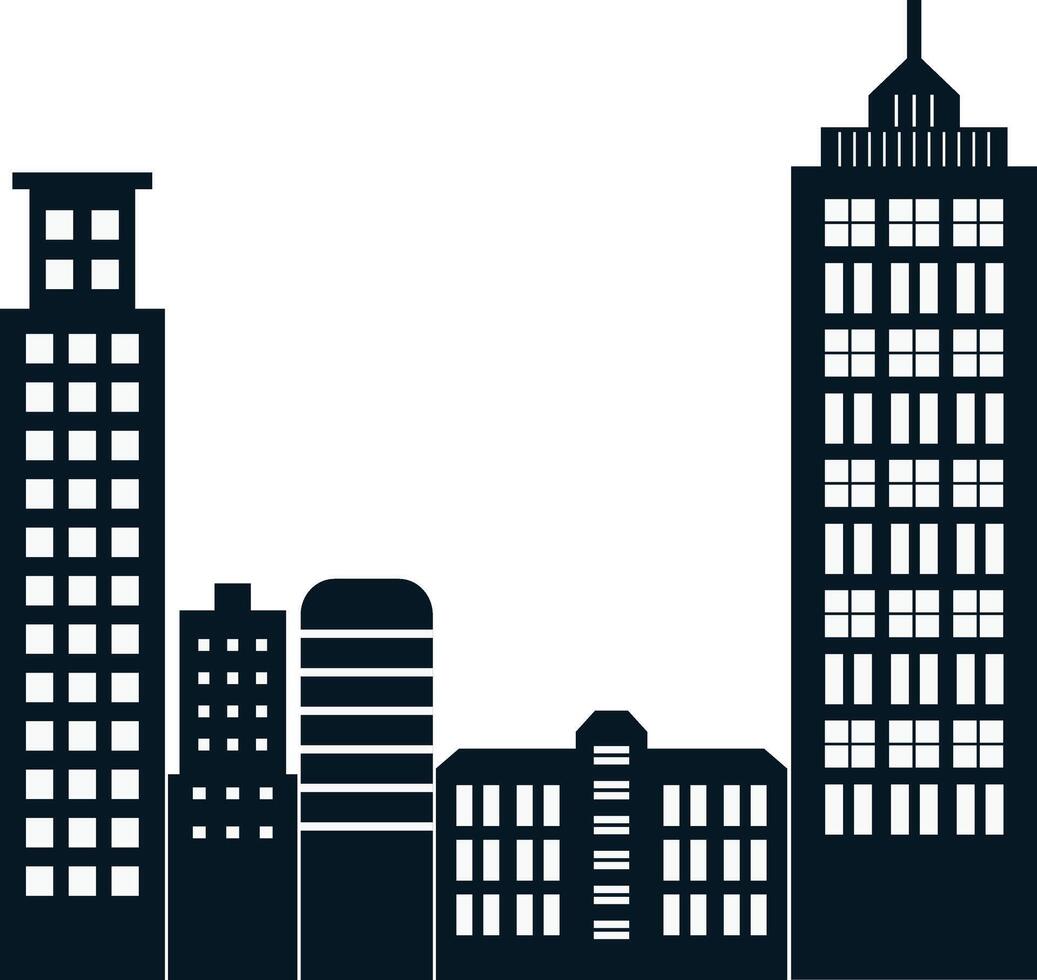 Cityscape Silhouette Isolated on White Background vector