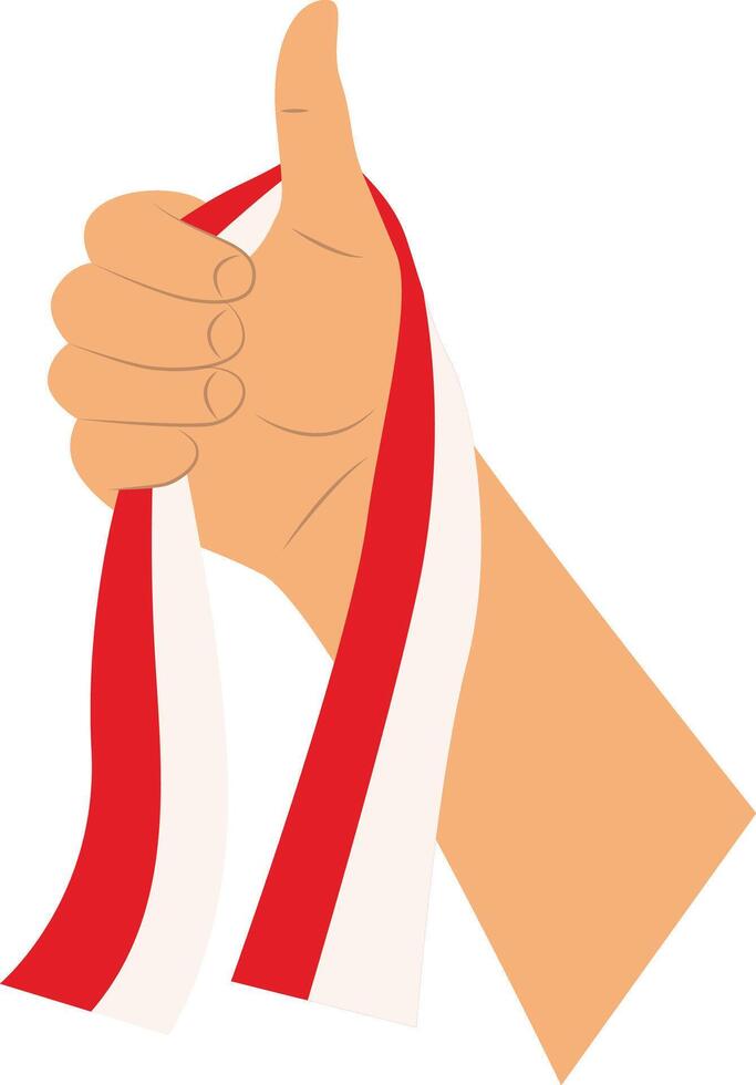 Hands Holding Indonesian Flag on White Background vector