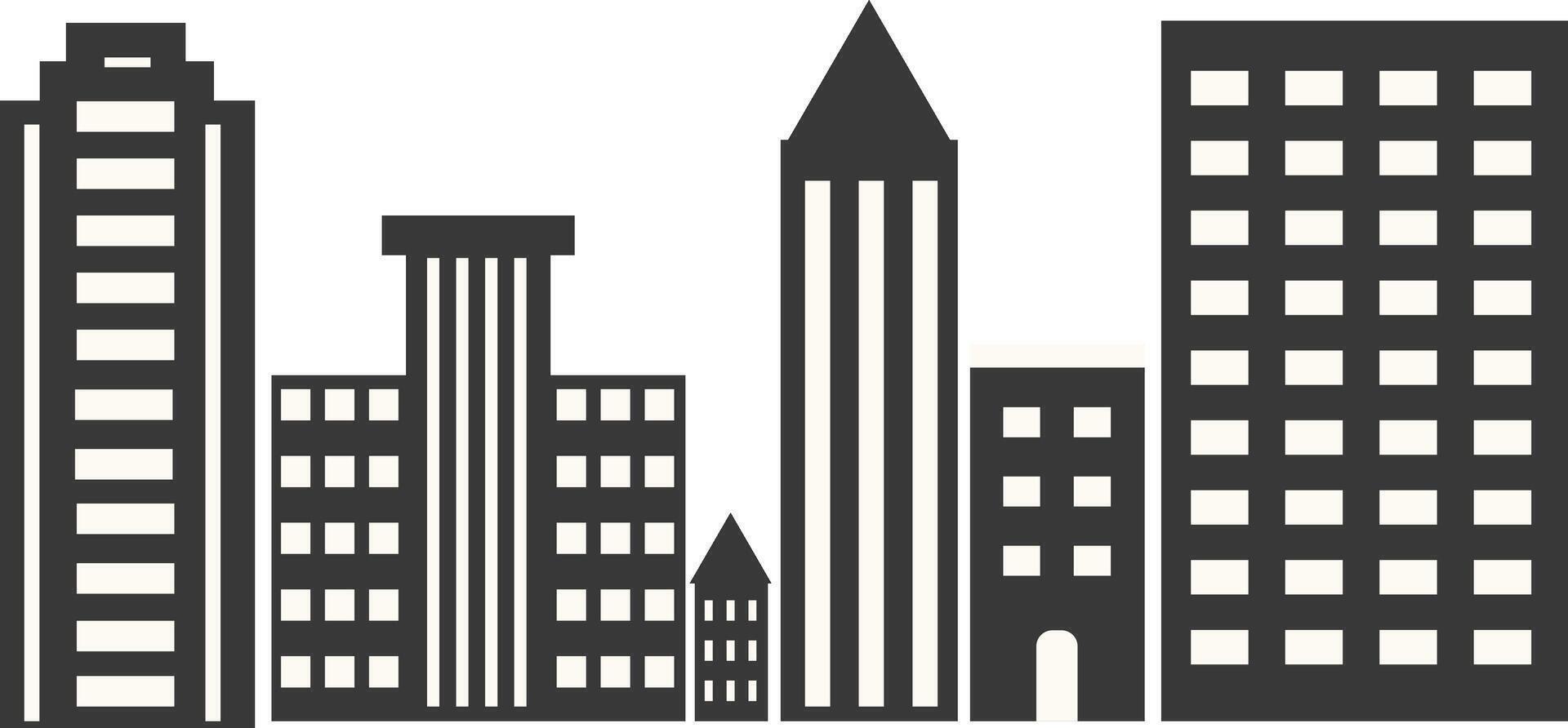 City Skyline Silhouette in Simple Design, Isolated on White Background vector