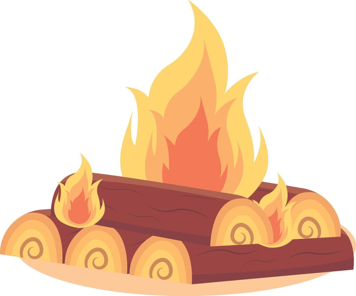 Cartoon Bonfire Illustration. Isolated on White Background. vector