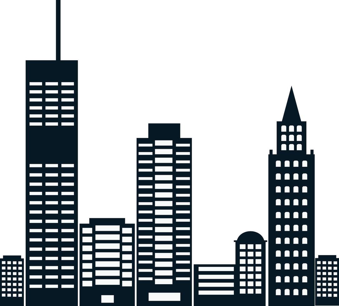 Urban Cityscape Silhouette on White Background vector