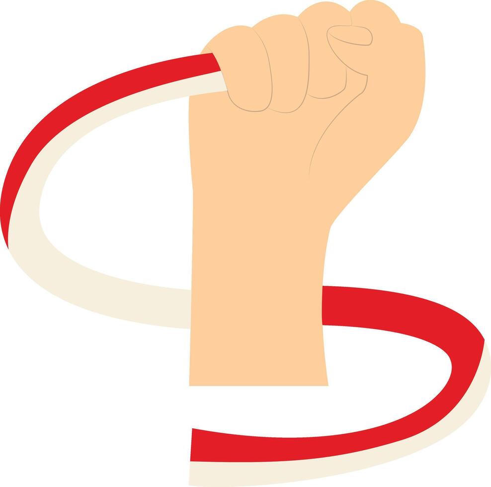 Hand Holding Indonesian Flag on White Background. vector