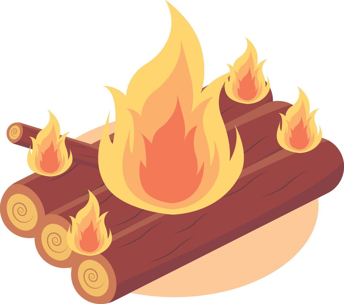 Bonfire Illustration with Cartoon Design vector