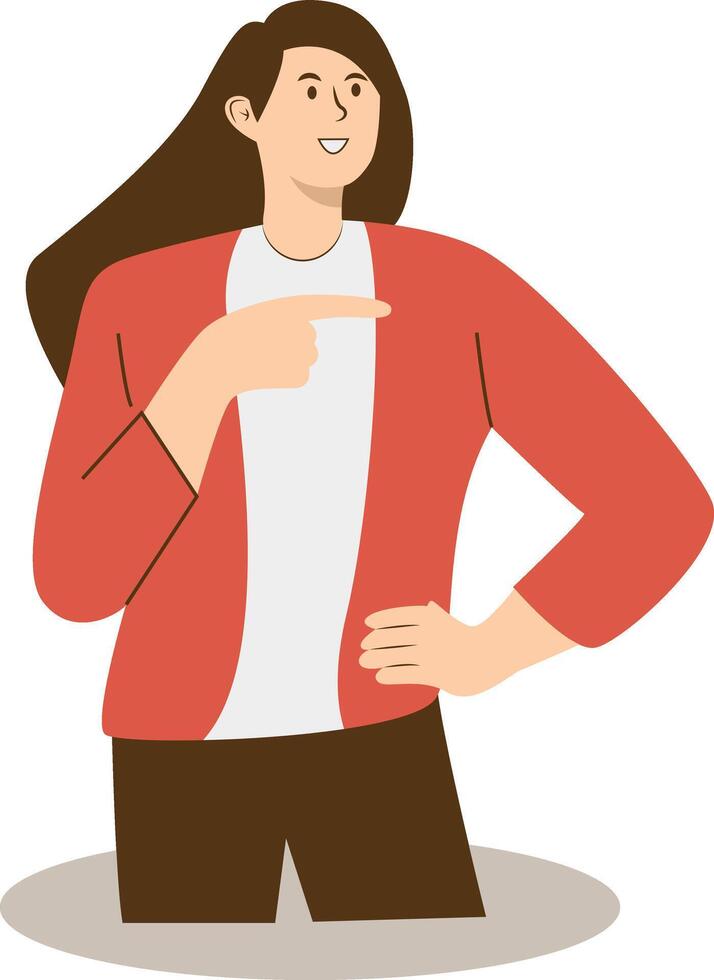 Young Woman Pointing Illustration vector