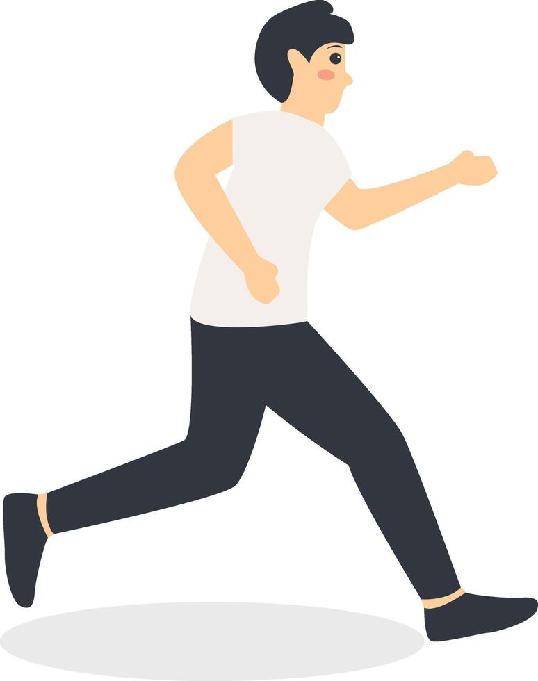 Person Running Marathon Character in Cartoon Design. vector