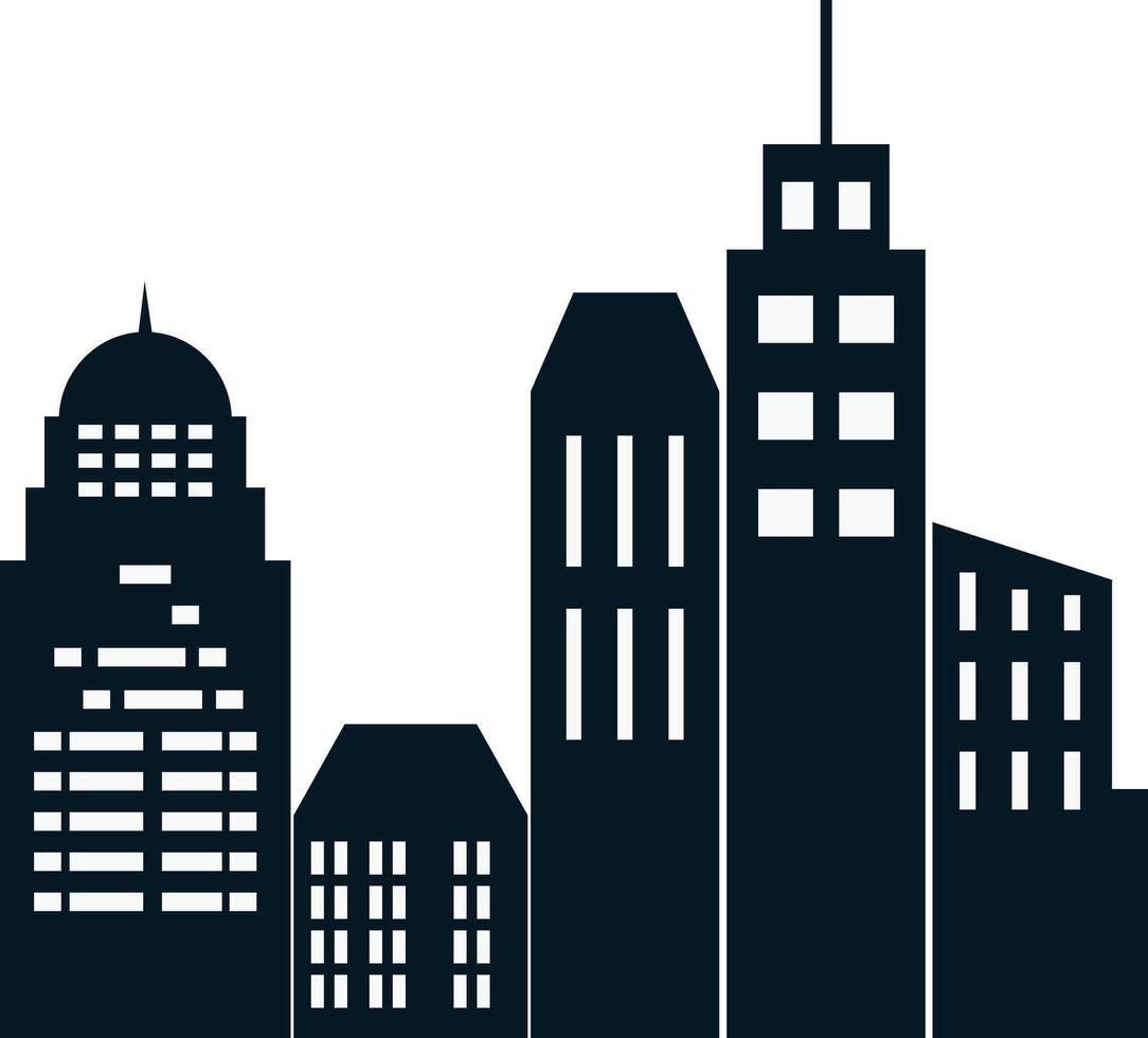 Urban Cityscape Silhouette. Design Element vector