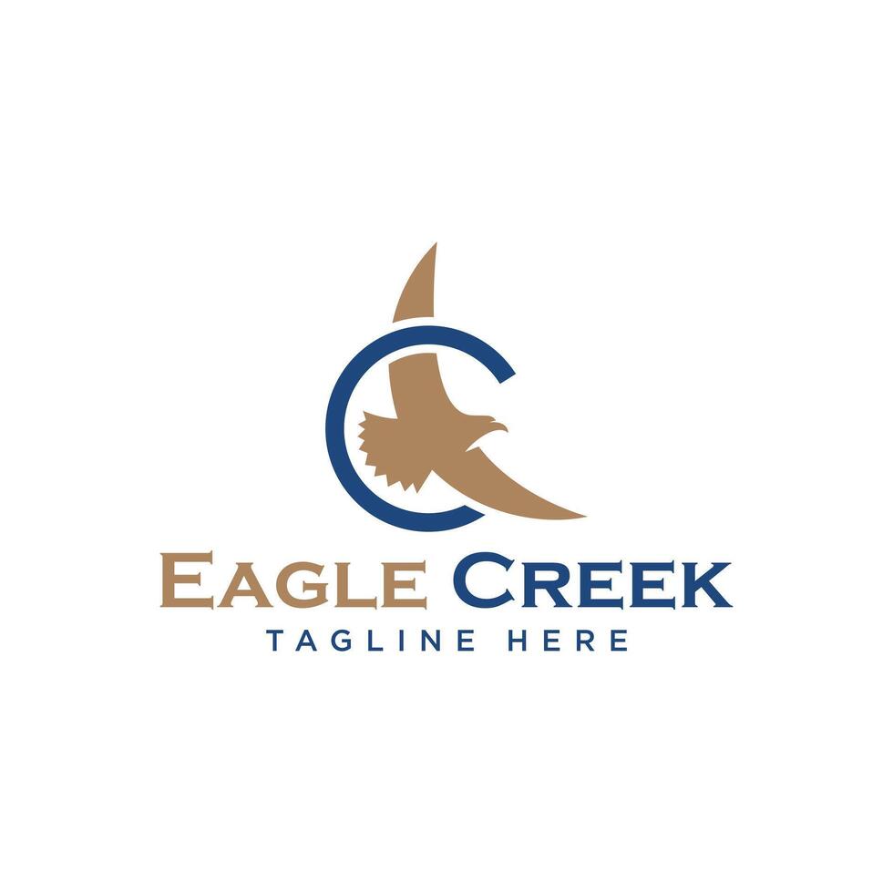 flying eagle logo with letter C vector