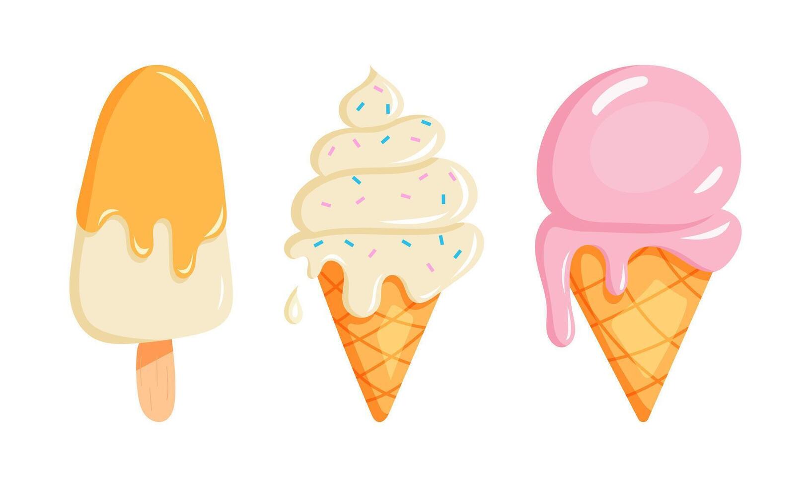 Indulge in Delicious Ice Cream Treats Enjoy, Soft Serve, and Crispy Cone Delights vector