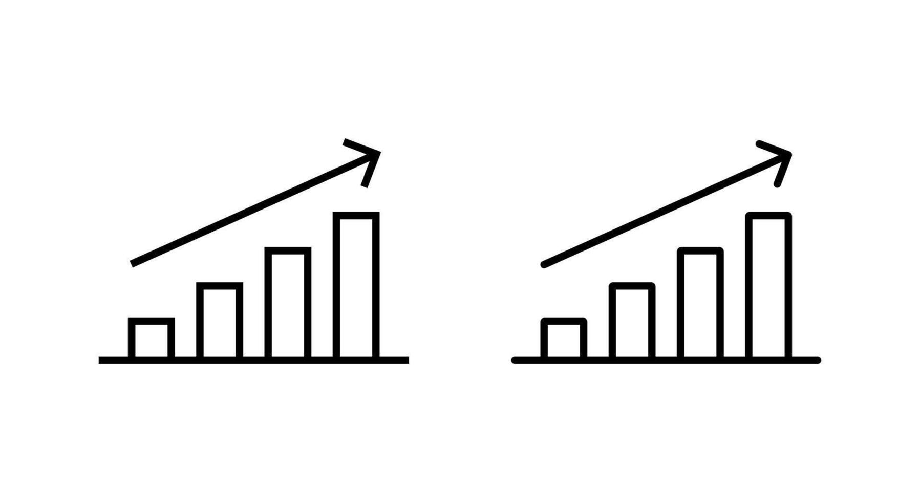 Bar chart outline icon with upward trend arrow. Success and data growth concept vector