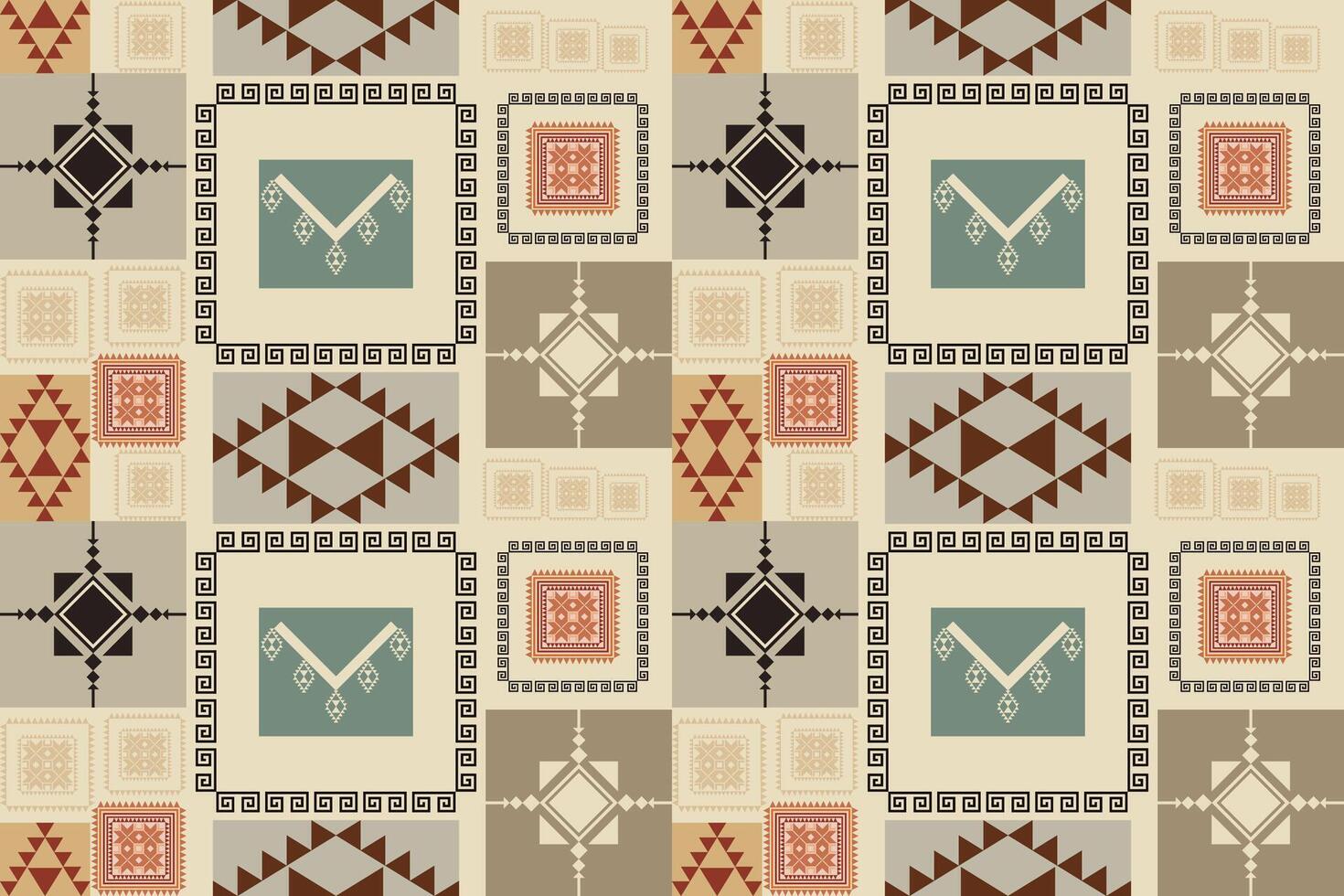 Seamless tribal geometric pattern in warm vintage tones. Perfect for packaging, home decor, and ethnic-inspired design projects. vector