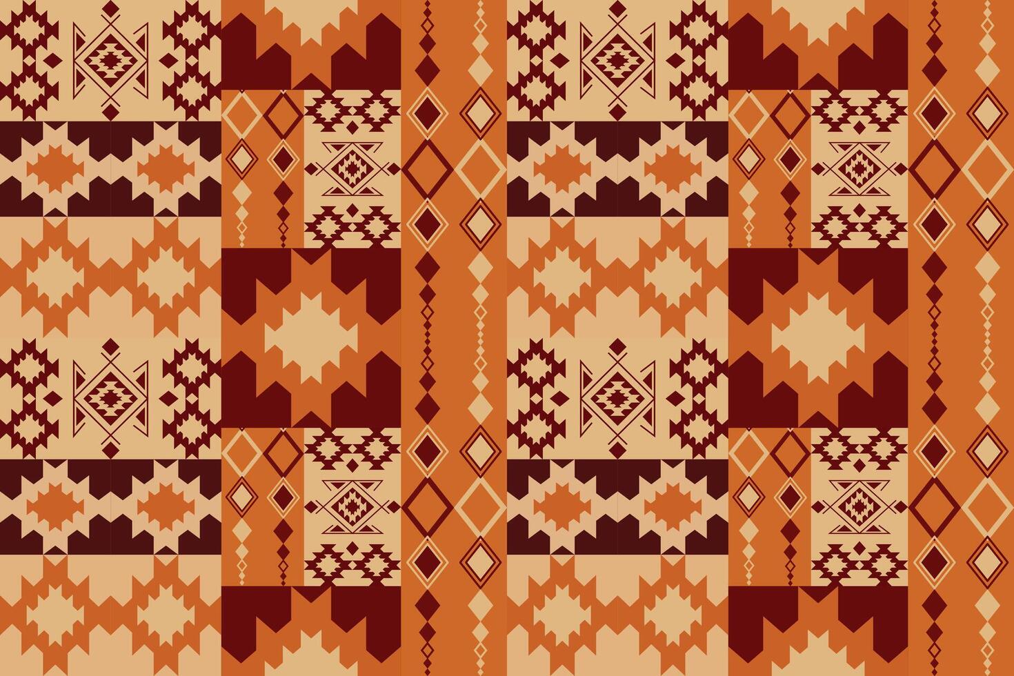 Seamless Tribal Geometric Pattern in Warm Vintage Colors. vector