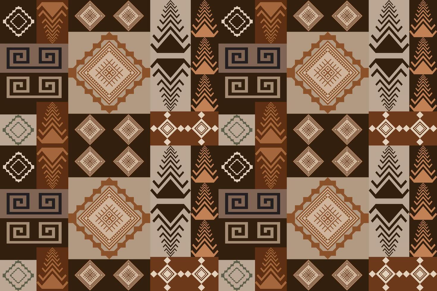 Seamless tribal geometric pattern in warm vintage tones. Perfect for fabric, packaging, home decor v2. vector