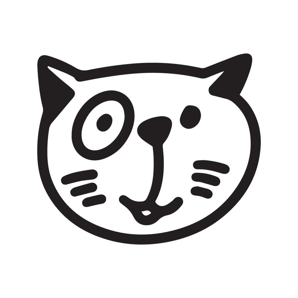 Simple Line Drawing of a Cat Head vector