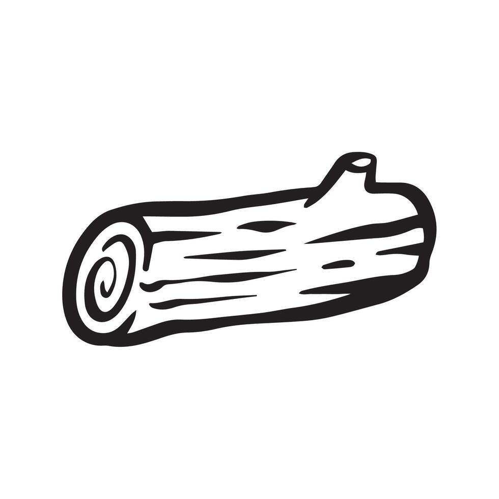 Wooden log cartoon outline illustration vector