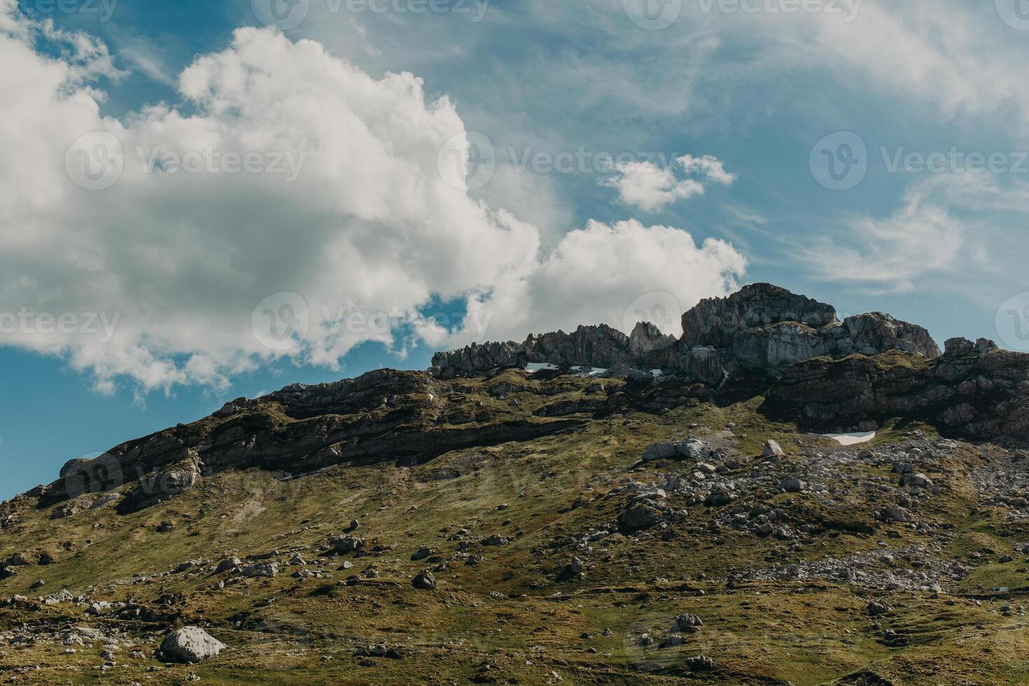 Amazing view of beautiful mountains in Durmitor National Park, Montenegro on a summer day. photo
