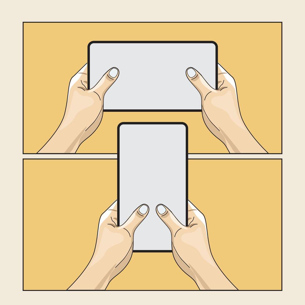 Hand holding smartphone with blank screen vector