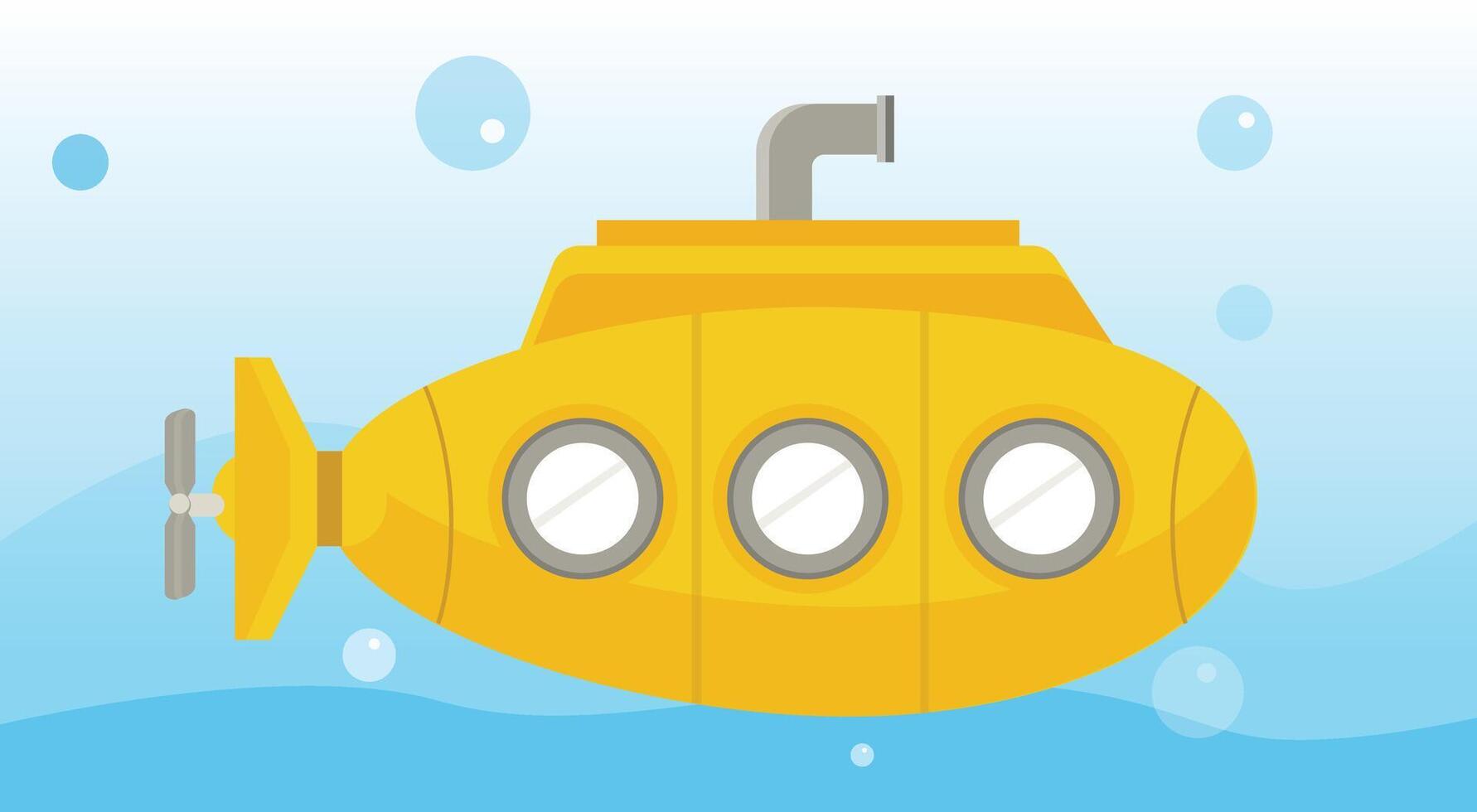 yellow submarine on the seabed vector