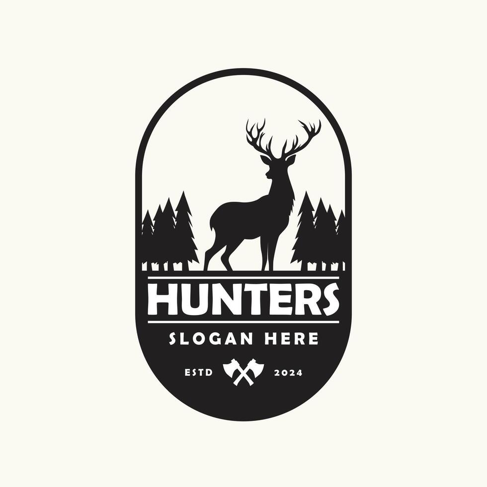 Deer hunters logo silhouette, simple logo vector