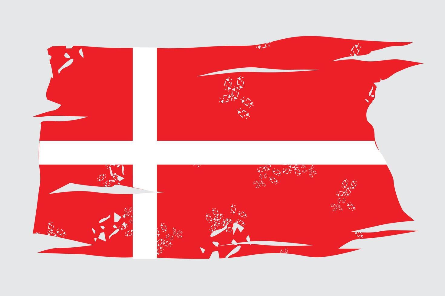 denmark flag with rustic touch and torn shapes vector