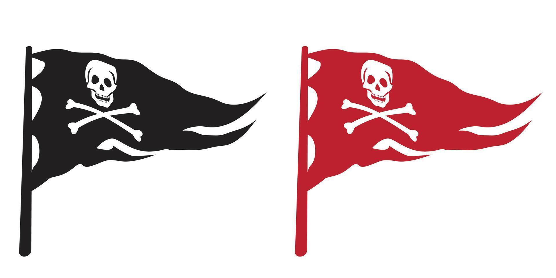 black pirate flag waving vector