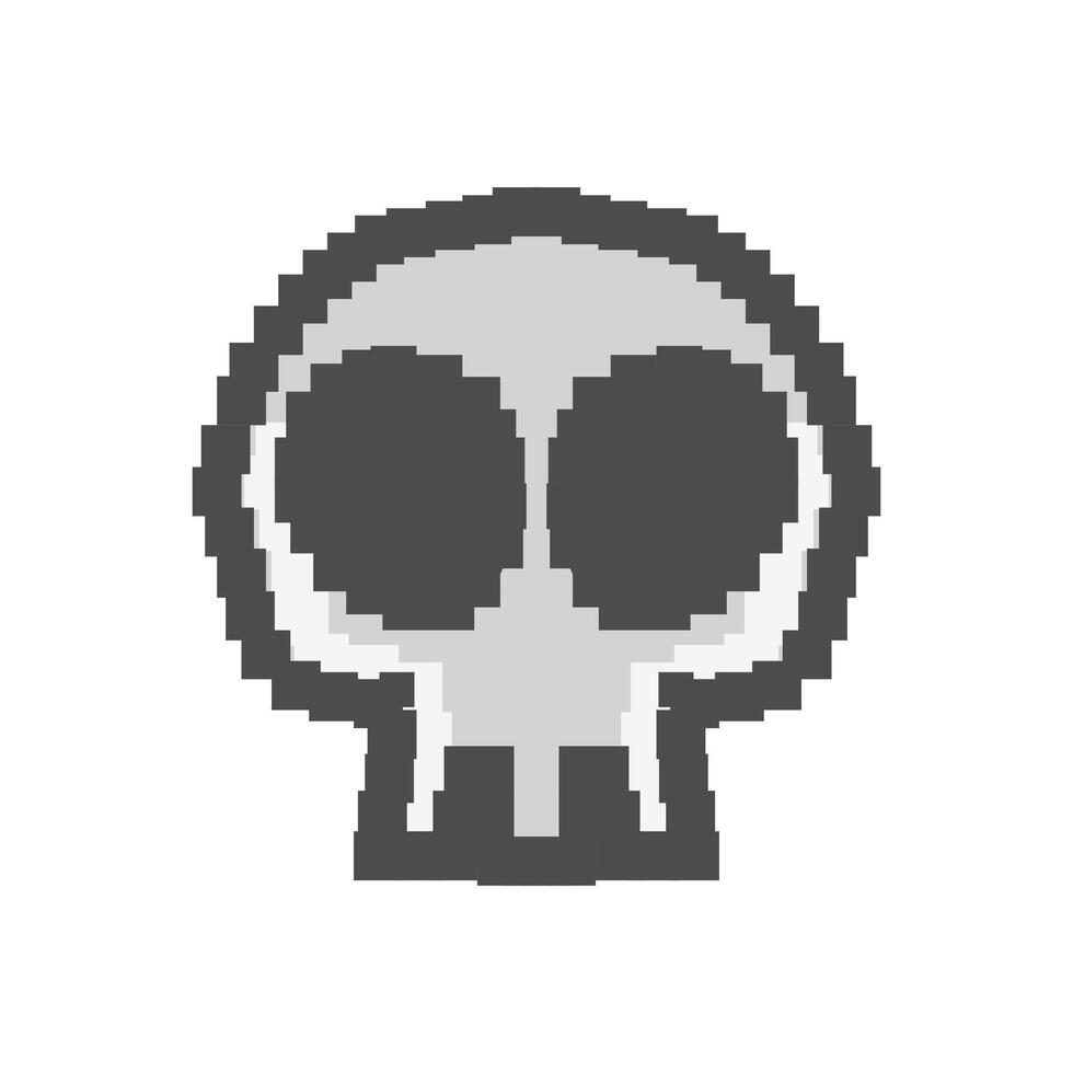 pixel art of skull the style of an old game, pixelated 8bit vector