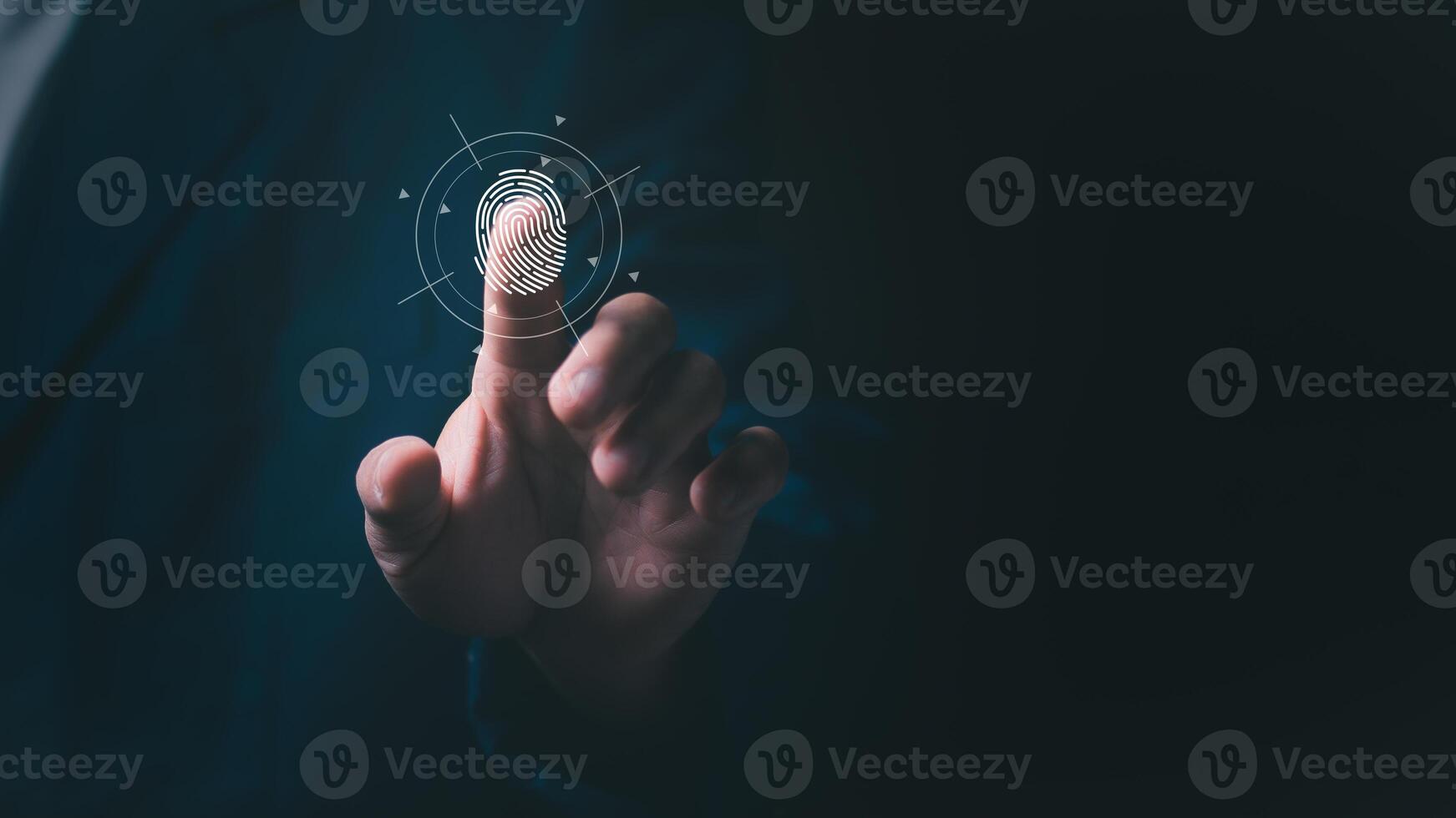 a Protection and encryption of fingerprint data with network technology for security. To protect against crimes, hackers, and everyday online attacks, technology, and data security. authentication photo