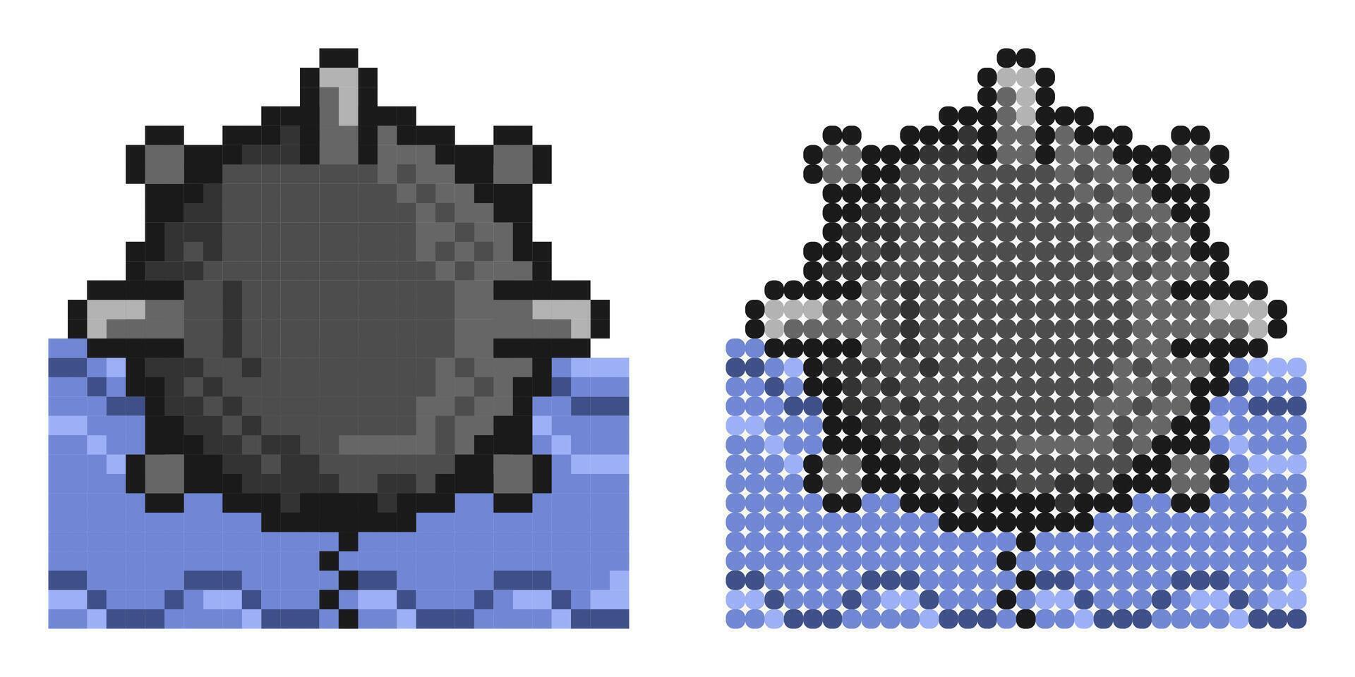 Pixel icon. Combat naval anti submarine mine. Fight against enemy ships. Simple retro game vector