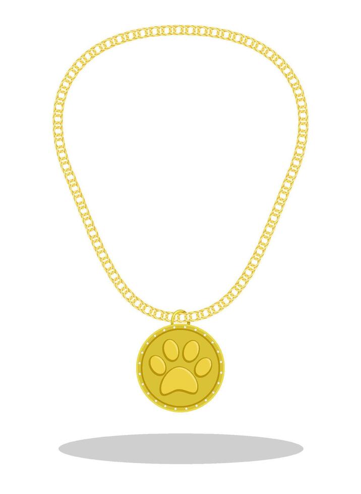 Gold medal with diamonds and paw print for participation in animal competitions vector