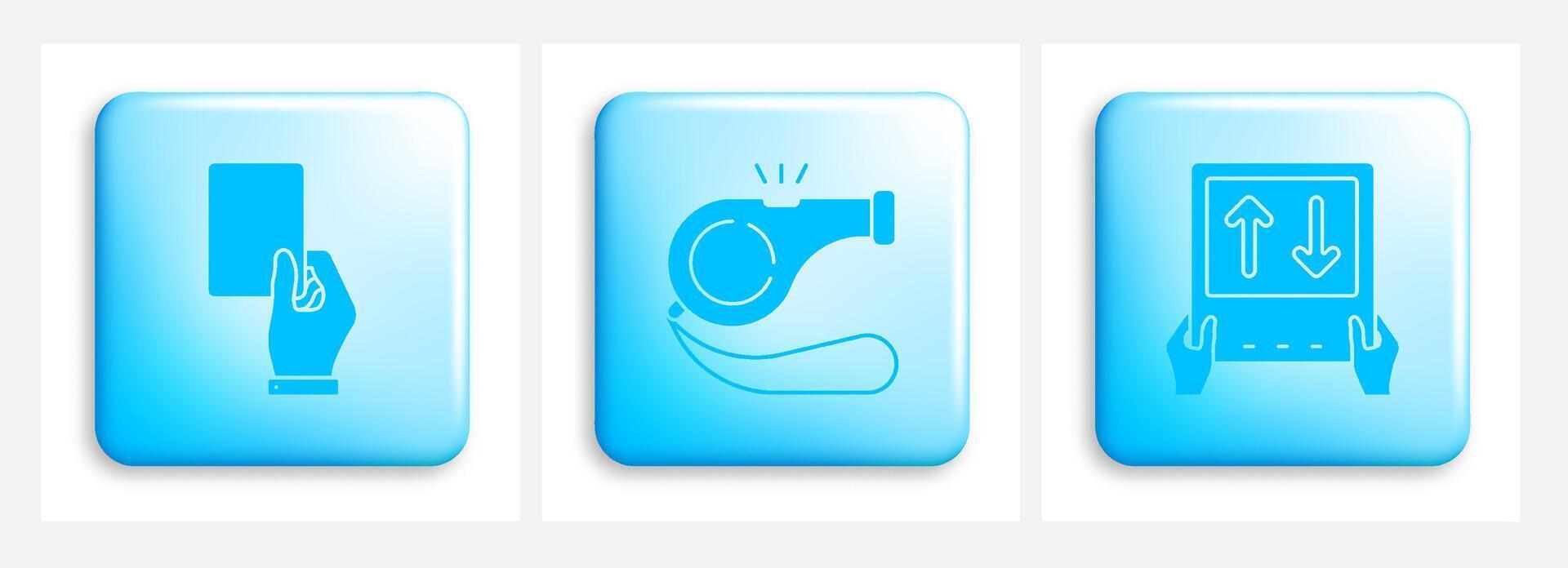 Set of square buttons with sports referee icons. Gestures of sports referee. Element for design vector