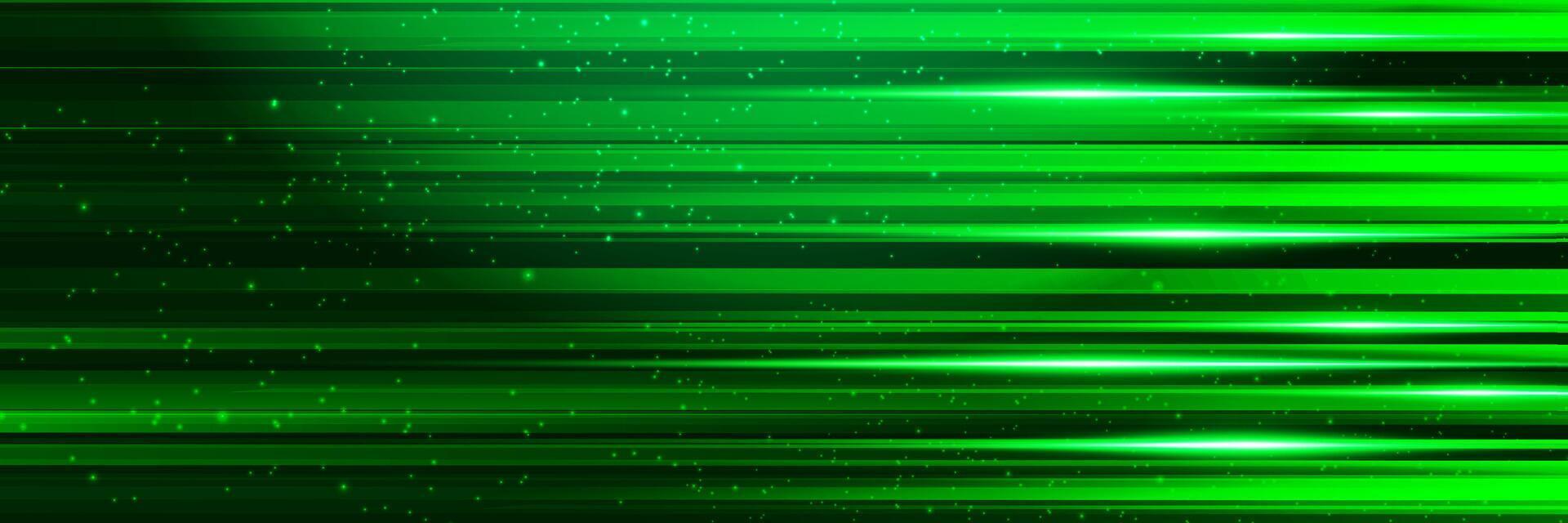 Abstract green laser light effect, futuristic background, neon lights on black, star, space, geometric shapes, speed lines for banner, web, cover, presentation, design. vector