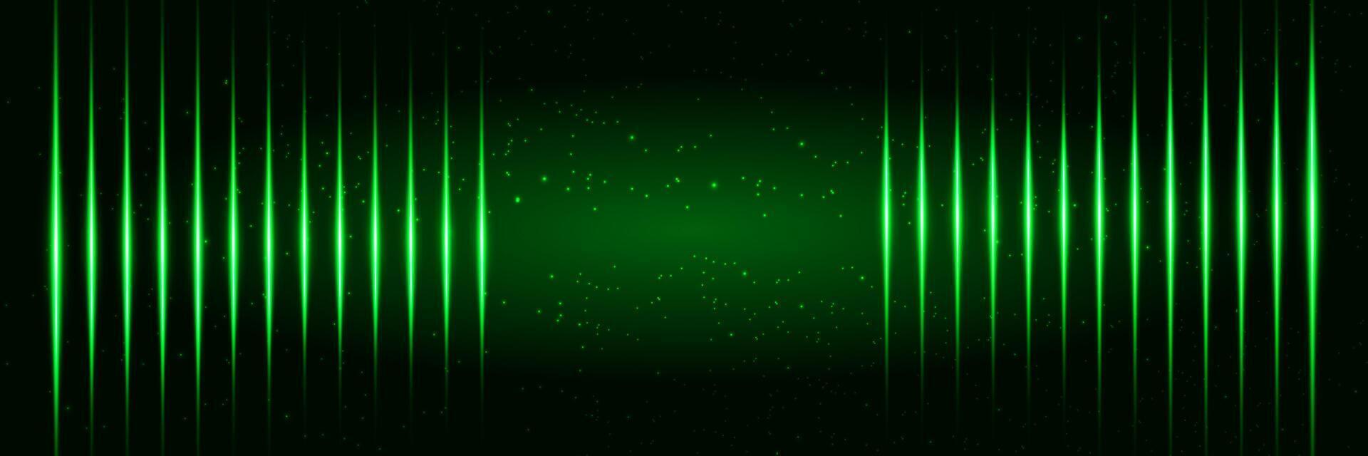 Futuristic glowing green neon lights background, vertical lines for banner, web, cover, presentation, billboard, agency, website, design vector