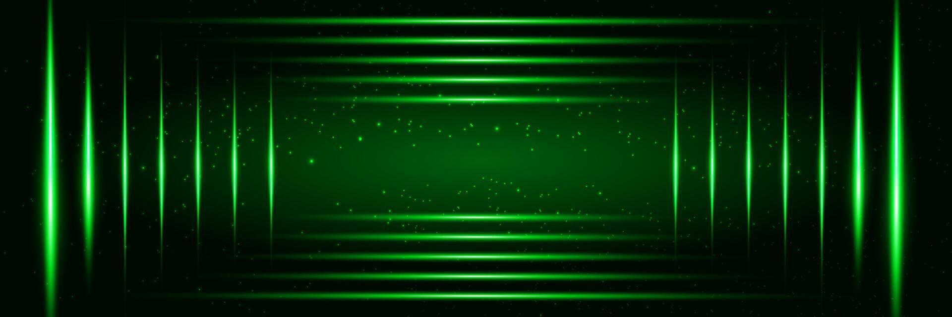Green background, laser light effect, neon, futuristic, on black, stage, show, curtain, product display, banner, web, cover, presentation, design vector