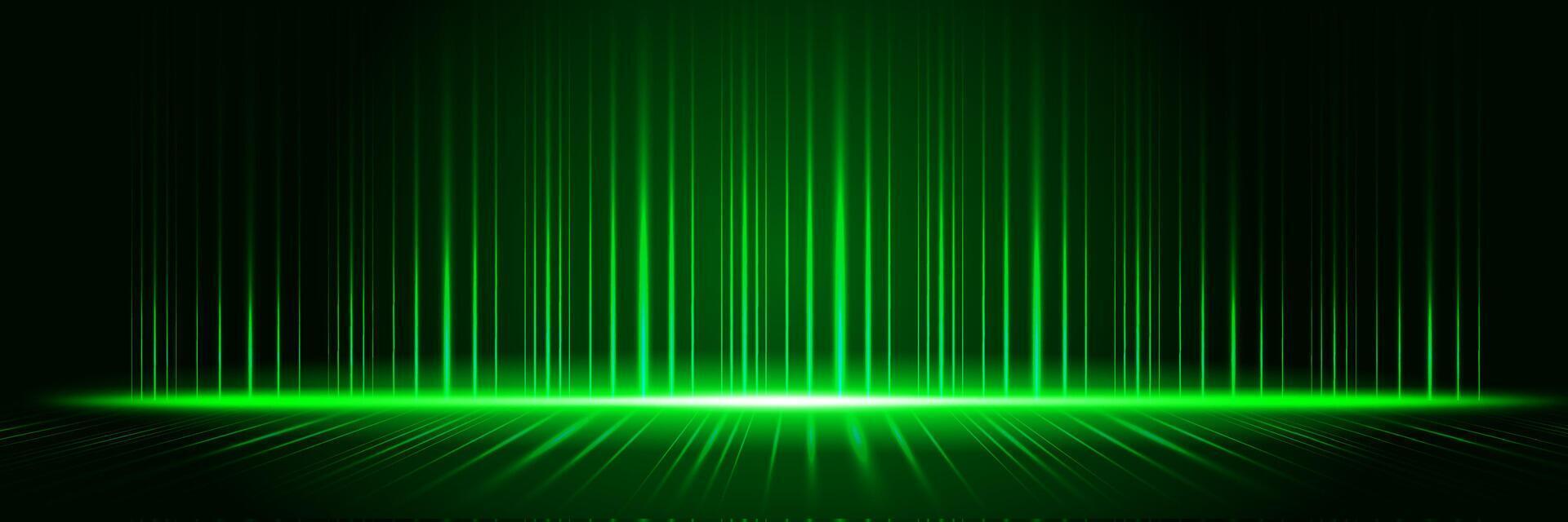 Studio green background, stage, show, curtain, performance, laser light effects, perspective, neon, futuristic, product, banner, website, cover, presentation, vector