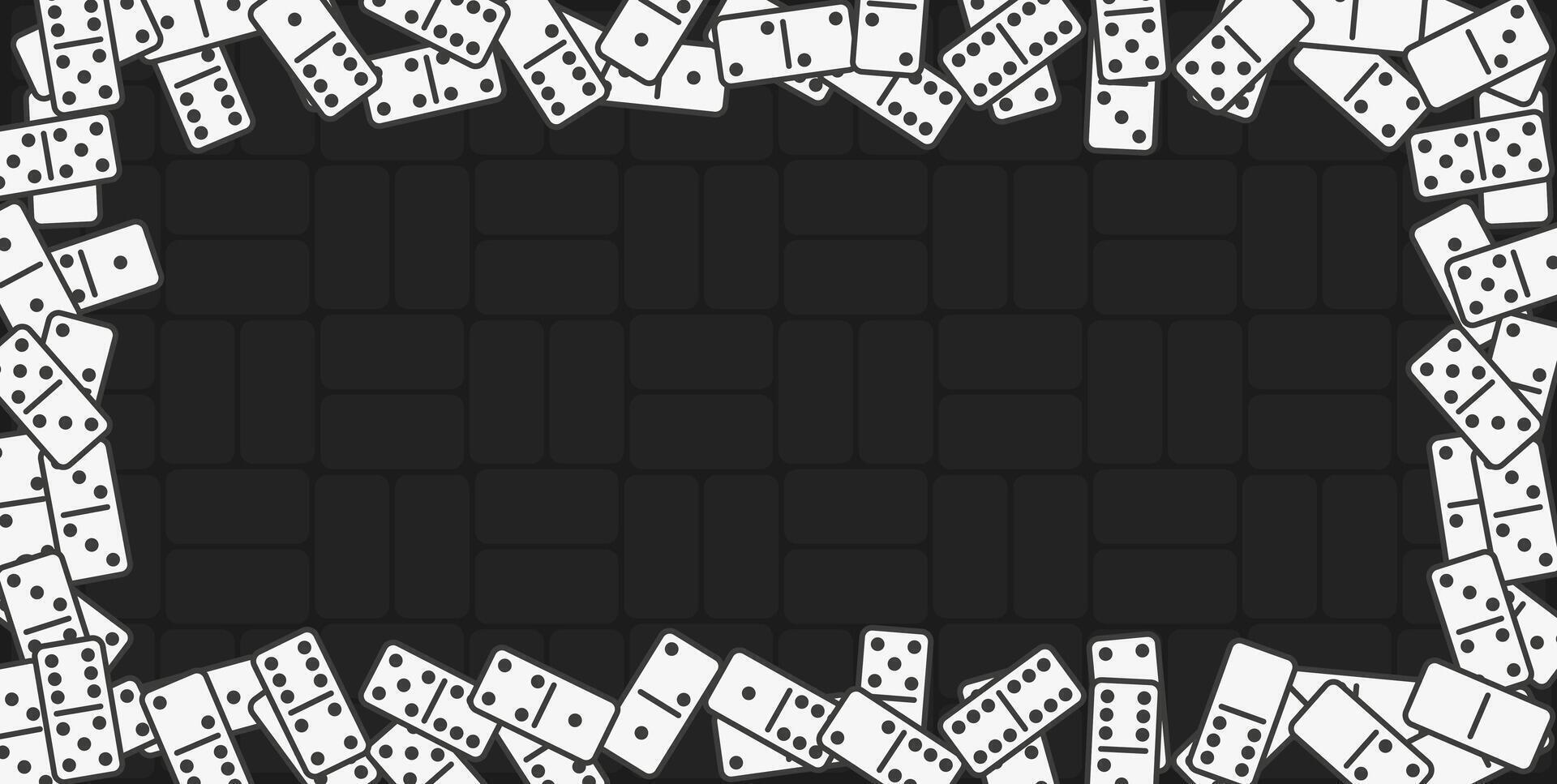 a black and white square frame with domino pieces vector