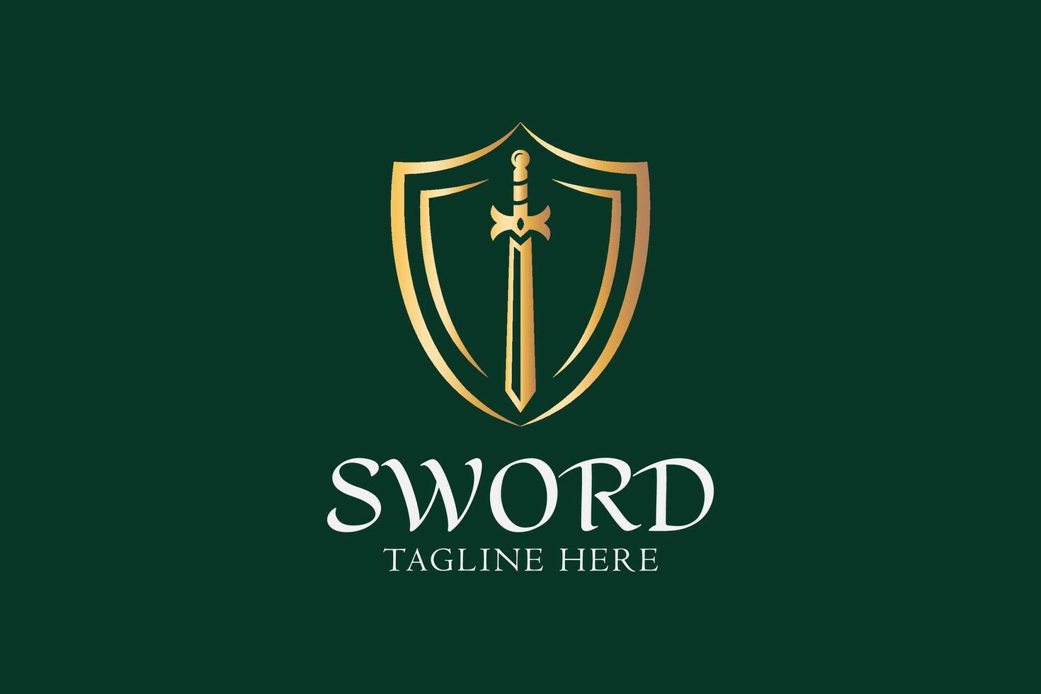 Illustration of Sword and Shield Elegant Gold Logo vector