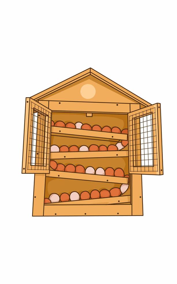 Aesthetic nature egg holder in the shape of a wooden house issolated on white vector