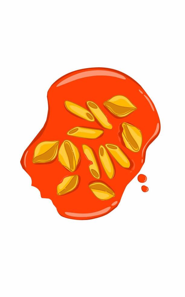 Delicious Renne and conchiglie Pasta on a spicy red chili sauce vector