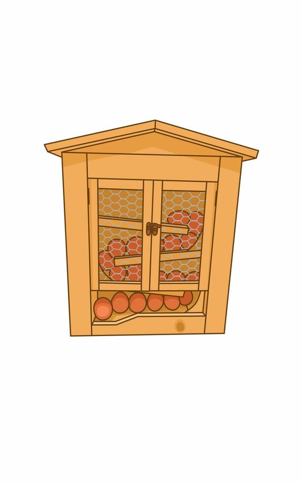 Unique egg holder in the shape of a wooden house issolated on white vector