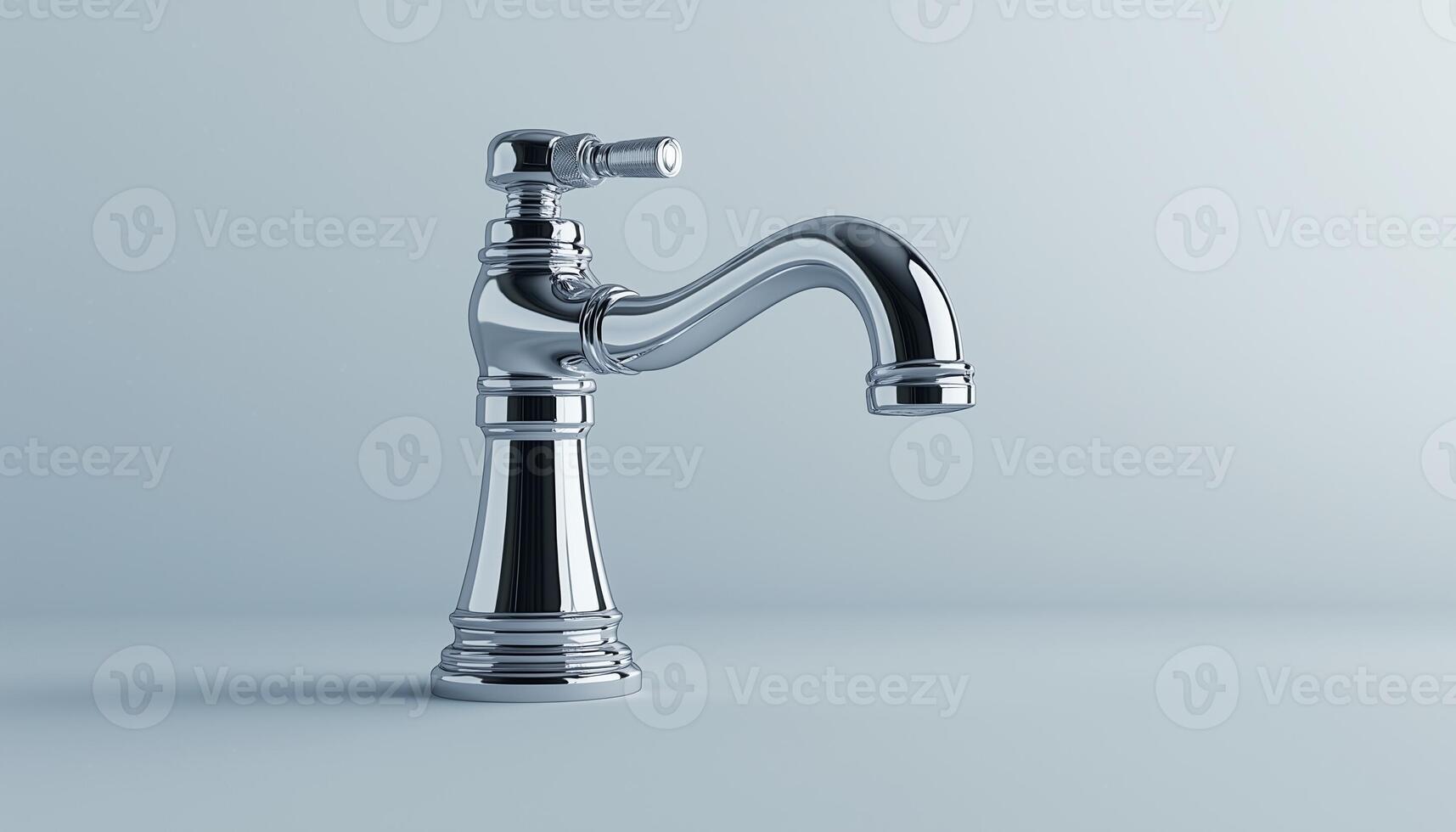 Iron faucet pipe for water flow and daily necessities at home solid background photo