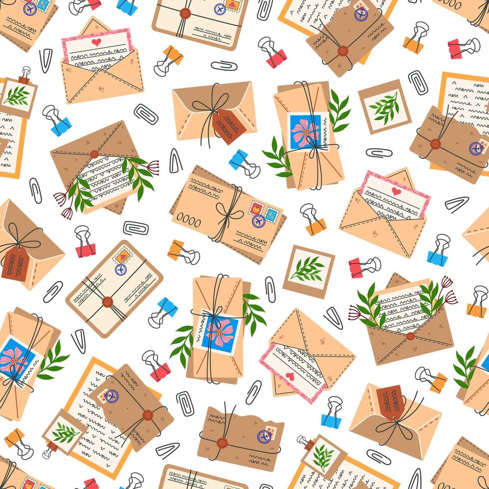 Colorful letters and envelopes pattern vector