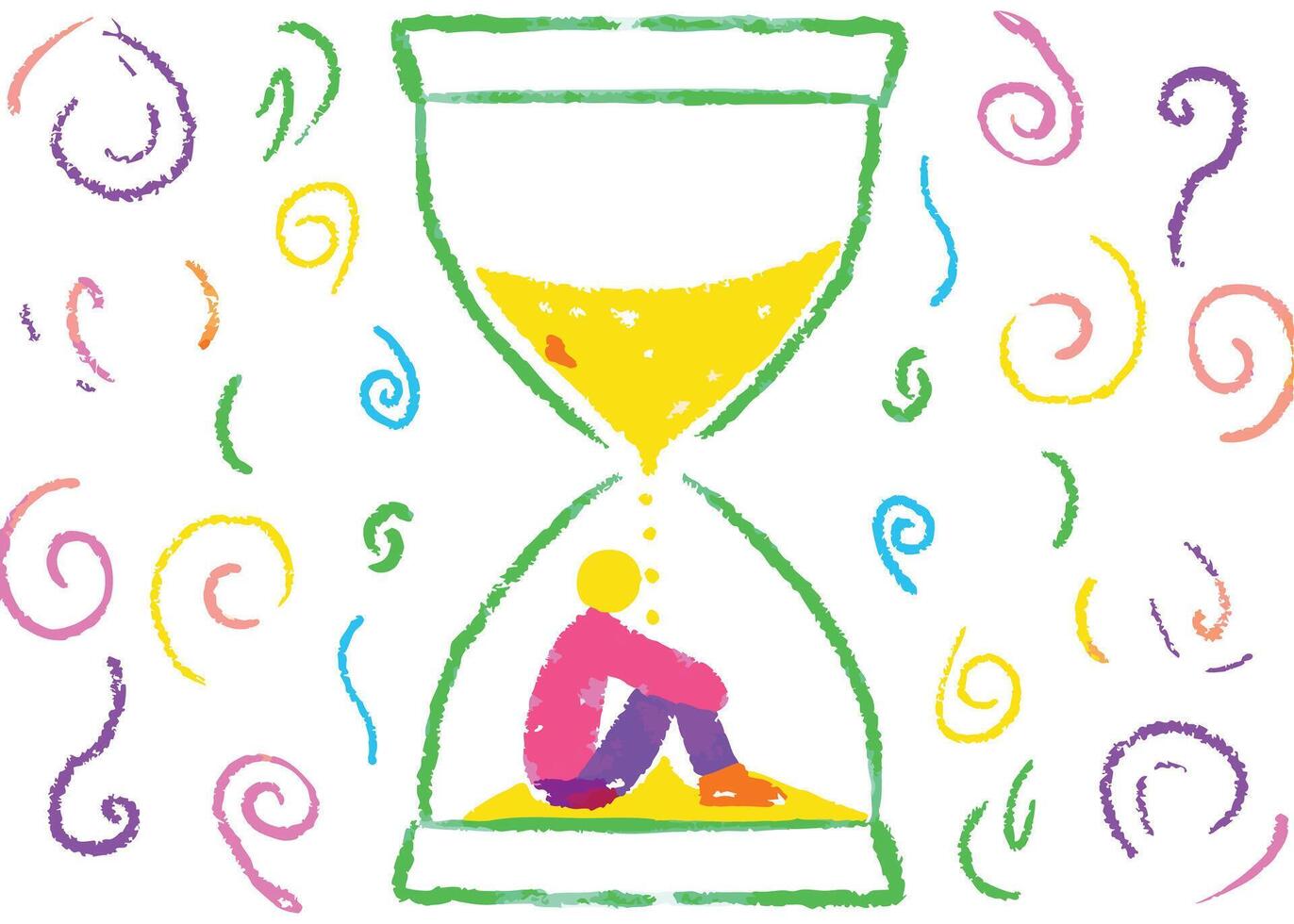 A hourglass icon with red sand symbolizes a timeless countdown vector