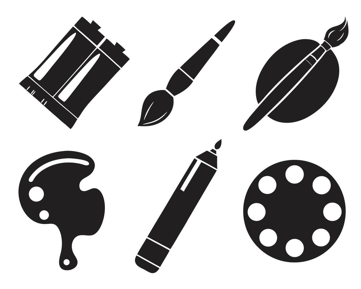 Black shilhouette design of drawing and color pallate vector