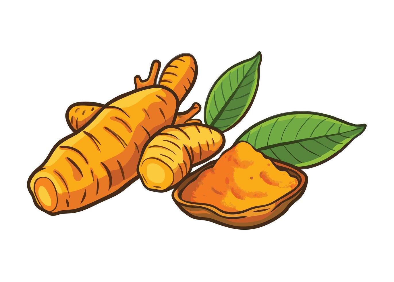 Yellow garlic with powder vector