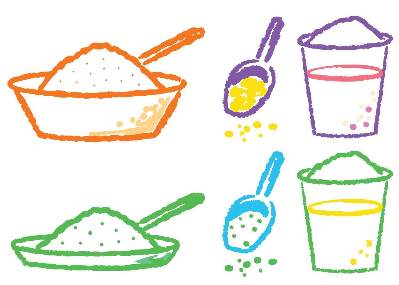 crayon drawing food for children vector