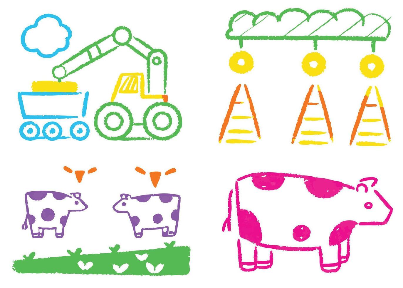 A funny cartoon farm animal collection vector