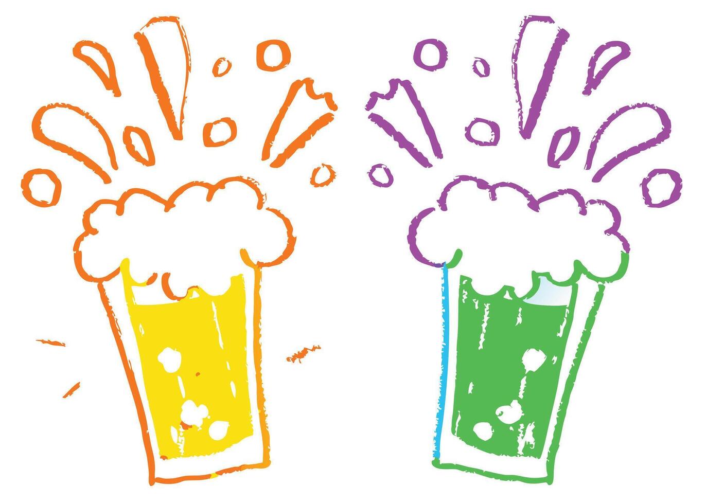 Crayon Art of two glasses full of juices vector