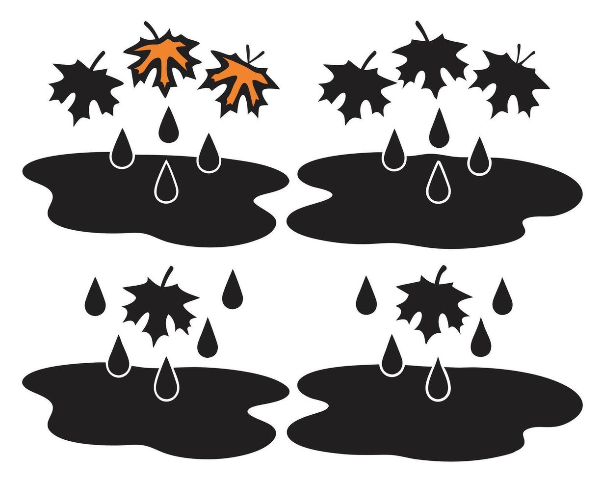 silhouette cloud and water drops icon set collection vector