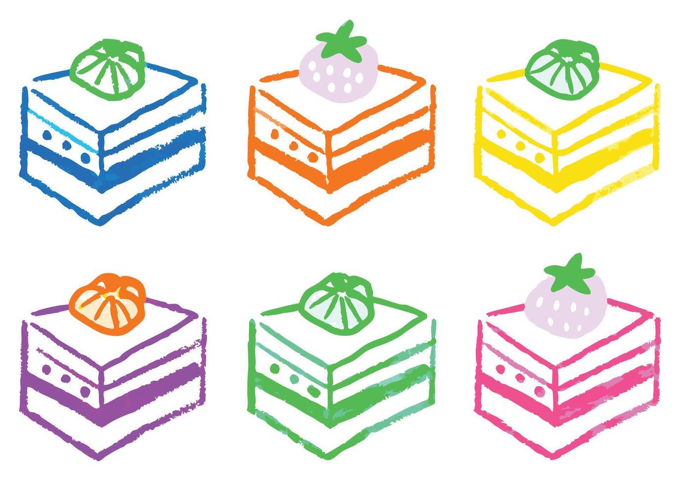 A sweet illustration of various birthday cakes and dessert icons with candles, perfect for any party celebration vector