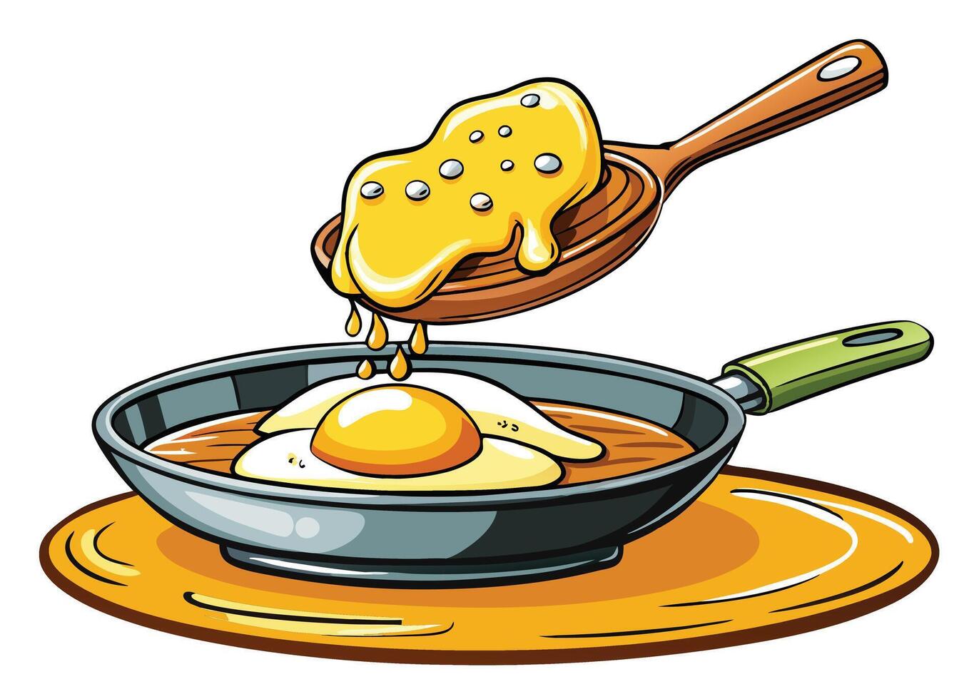 Fried egg in a pan isolated on white, perfect for a healthy breakfast vector