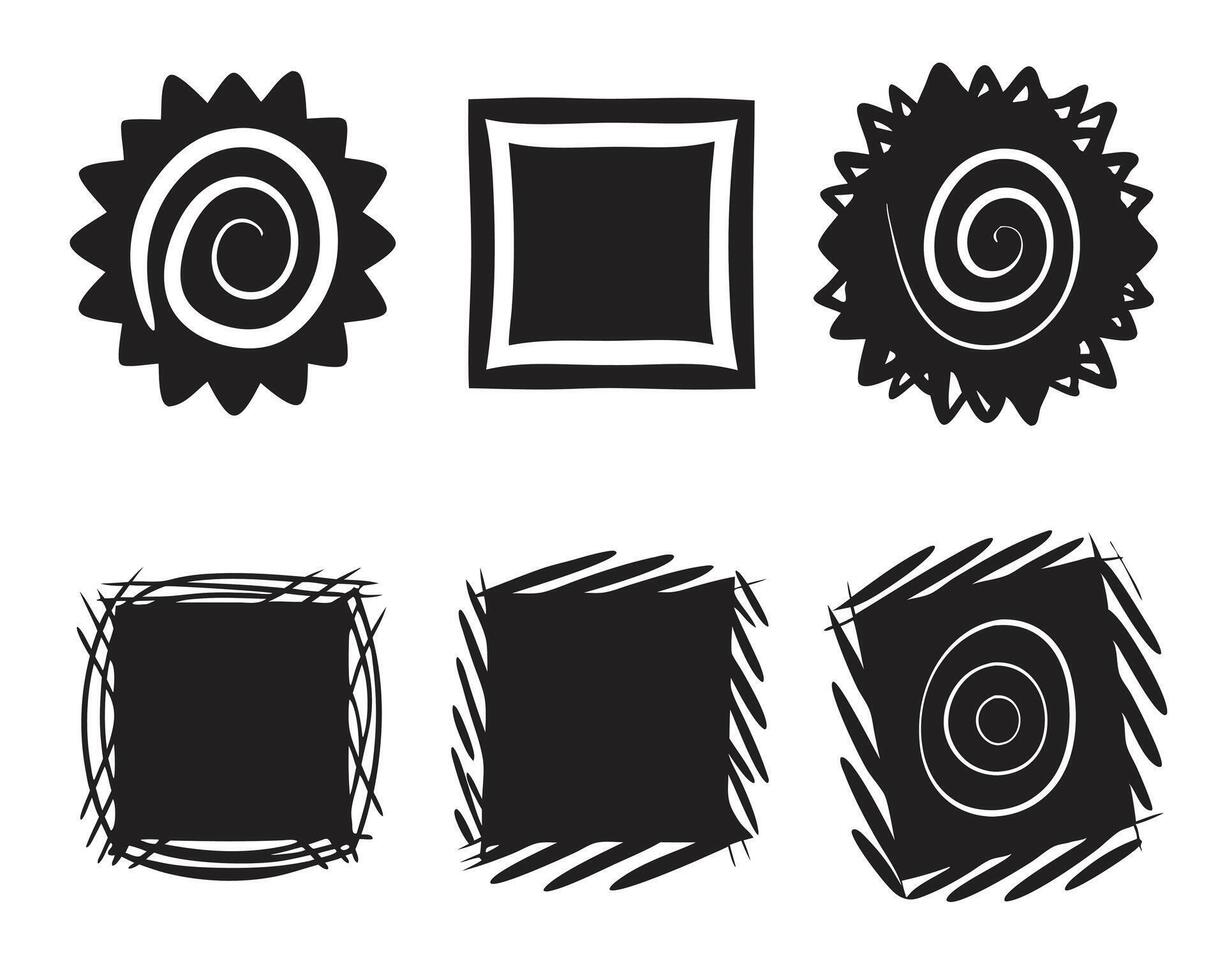 Black and white color shapes shilhouette design vector